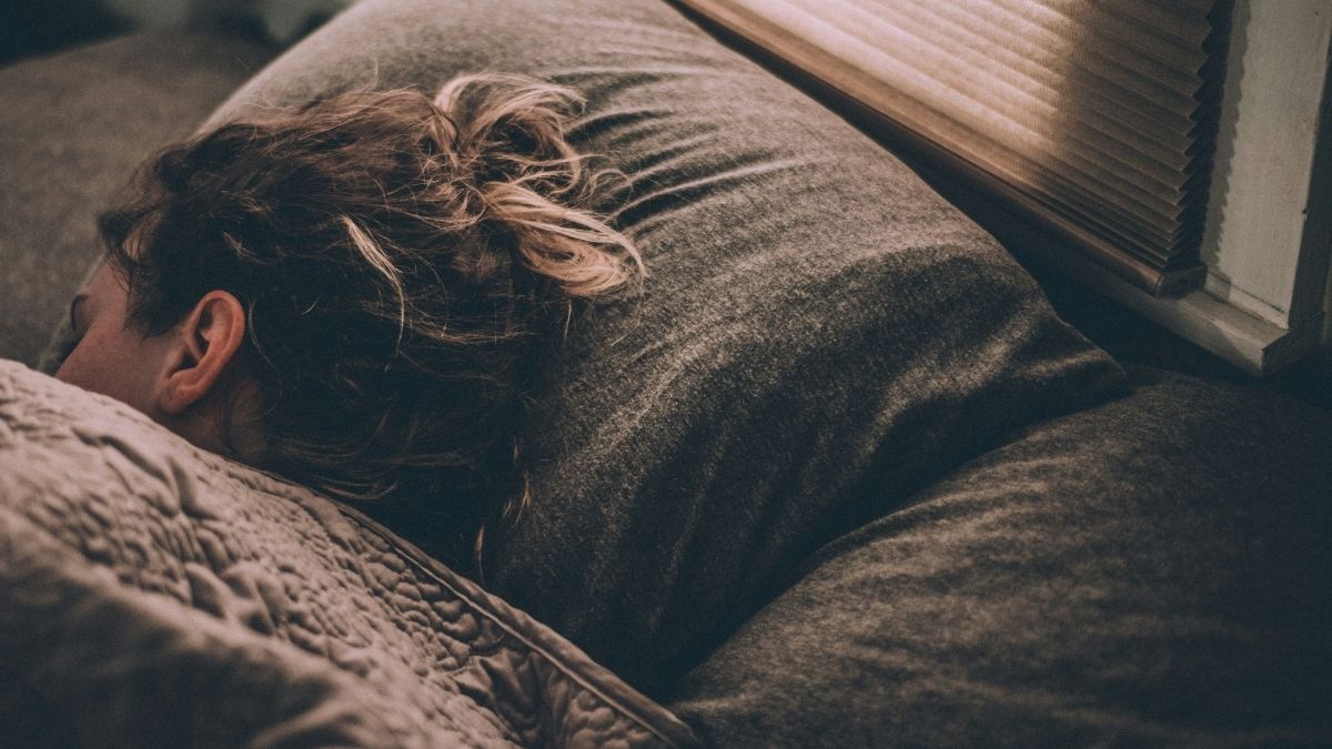 Tired mom sleeping