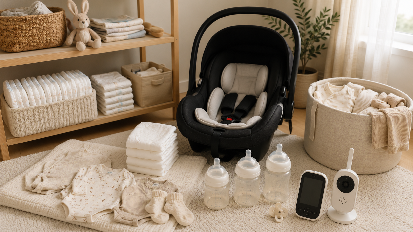 Baby essentials in a nursery